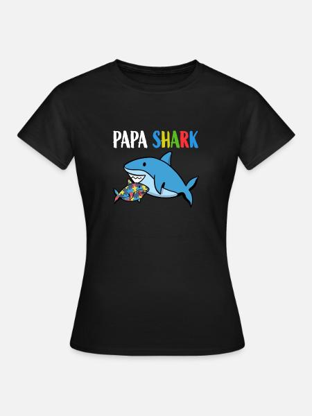 Papa Shark Autismus - Frauen T-Shirt - Schwarz