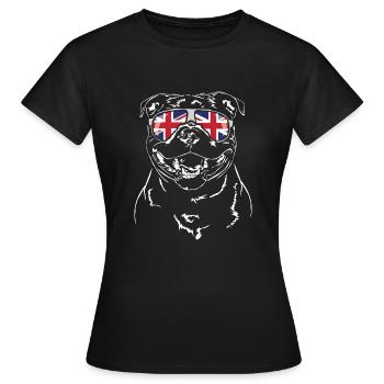 STAFFORDSHIRE BULL TERRIER Union Jack Wilsigns - T-shirt Femme - noir - Devant - AI Model Female 172 dark (172cm)