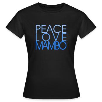 Peace Love Mambo - blue - Salsa Danceshirt - Frauen T-Shirt - Schwarz - Vorne - AI Model Female 172 dark (172cm)