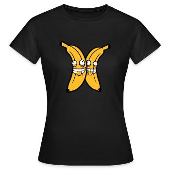2 freunde team paar banane obst verrueckt grimasse - Frauen T-Shirt - Schwarz - Vorne - AI Model Female 172 dark (172cm)