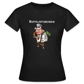 Capitalist pig money capitalism piggy bank - Women's T-Shirt - black - Front - AI Model Female 172 dark (172cm)