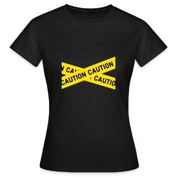 caution - Women's T-Shirt - black - Front - AI Model Female 172 dark (172cm)