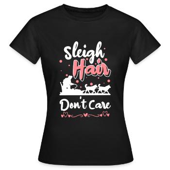 Tobogganing Christmas Winter Sports Wooden Sledge - Women's T-Shirt - black - Front - AI Model Female 172 dark (172cm)