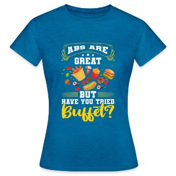 Buffet counter Self-service drinks - Women's T-Shirt - antique blue sapphire heather - Front - AI Model Female 172 dark (172cm)