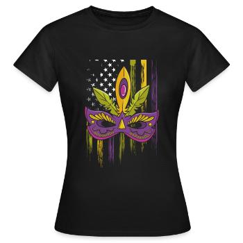 Perles de costume de carnaval - T-shirt Femme - noir - Devant - AI Model Female 172 dark (172cm)