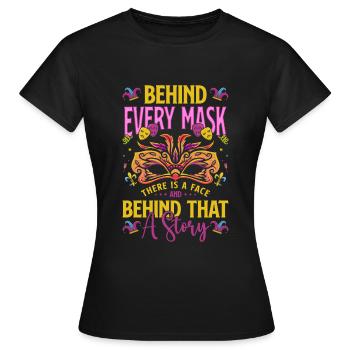 Maske Kostümfest Festival Maskiert - Frauen T-Shirt - Schwarz - Vorne - AI Model Female 172 dark (172cm)