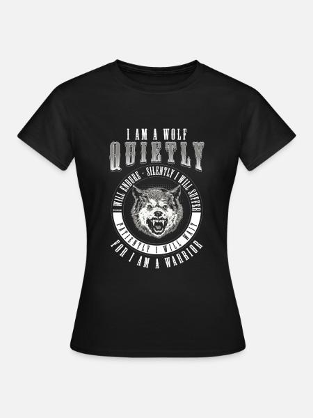 Wolf Nordisch Mond - Frauen T-Shirt - Schwarz