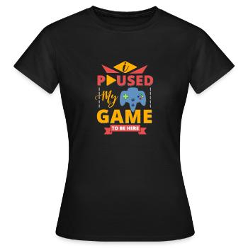 Paused Game - Women's T-Shirt - black - Front - AI Model Female 172 dark (172cm)