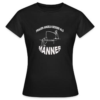 Frauen angeln besser als Männer T-Shirt - Frauen T-Shirt - Schwarz - Vorne - AI Model Female 172 dark (172cm)