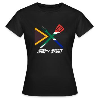 bbq < braai - Women's T-Shirt - black - Front - AI Model Female 172 dark (172cm)