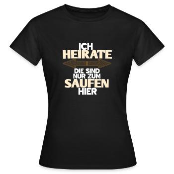 Heirate - Frauen T-Shirt - Schwarz - Vorne - AI Model Female 172 dark (172cm)