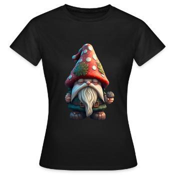 Verschlafener Zwerg mit Fliegenpilzhut Kinder - Frauen T-Shirt - Schwarz - Vorne - AI Model Female 172 dark (172cm)