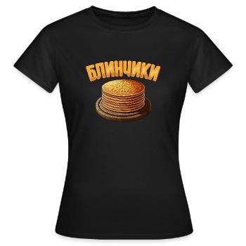 Blini Crêpes Russes Crêpes Russes - T-shirt Femme - noir - Devant - AI Model Female 172 dark (172cm)