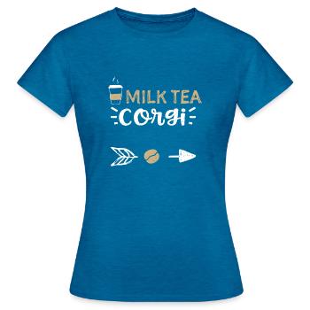 Milk Tea Corgi - Coffee - Women's T-Shirt - antique blue sapphire heather - Front - AI Model Female 172 dark (172cm)