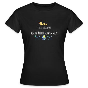 Mieux vaut se baigner que nager dans le travail, le travail, le canard - T-shirt Femme - noir - Devant - AI Model Female 172 dark (172cm)