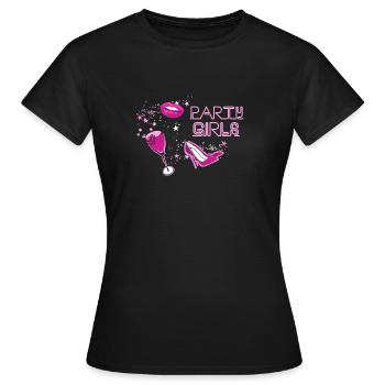 party girls,schrift, neon, party,sterne,party - Frauen T-Shirt - Schwarz - Vorne - AI Model Female 172 dark (172cm)