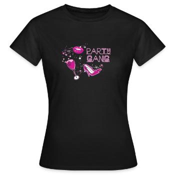 Party Gang,Pink Font, Neon, Party,Stars,Party - T-shirt Femme - noir - Devant - AI Model Female 172 dark (172cm)
