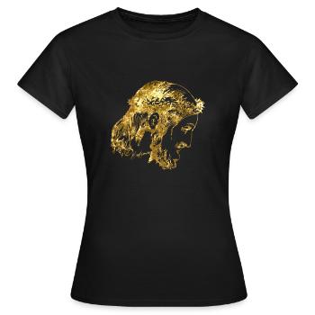 Jésus foi d'or - T-shirt Femme - noir - Devant - AI Model Female 172 dark (172cm)