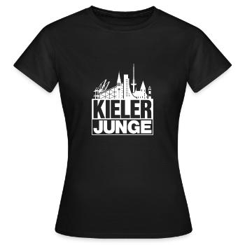 Kiel garçon cadeau silhouette Kiss Kiel - T-shirt Femme - noir - Devant - AI Model Female 172 dark (172cm)