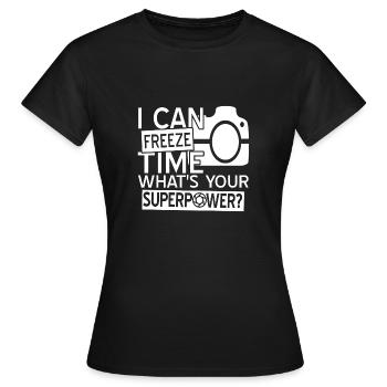 photographer - Women's T-Shirt - black - Front - AI Model Female 172 dark (172cm)