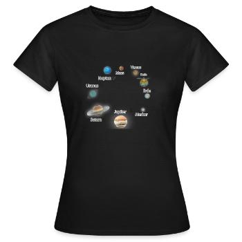 Sonnensystem - Frauen T-Shirt - Schwarz - Vorne - AI Model Female 172 dark (172cm)