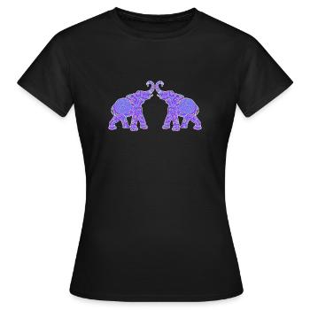 Wonderful Dot Work - Two ELEPHANTS 1 - Frauen T-Shirt - Schwarz - Vorne - AI Model Female 172 dark (172cm)