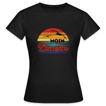 Moin Basin with Seagull in Retro Style Bansin - Women's T-Shirt - black - Front - AI Model Female 172 dark (172cm)