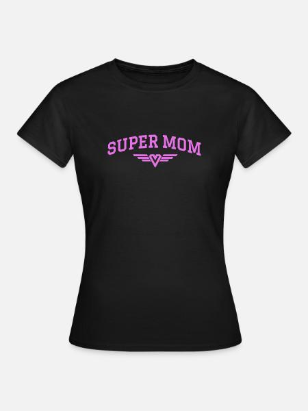 Super mon coeur ailes rose - T-shirt Femme - noir