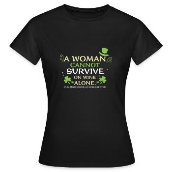 Une femme ne peut pas survivre avec du vin un... - T-shirt Femme - noir - Devant - AI Model Female 172 dark (172cm)