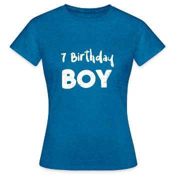 7 Birthday Boy - Anniversaire - T-shirt Femme - bleu saphir antique chiné - Devant - AI Model Female 172 dark (172cm)