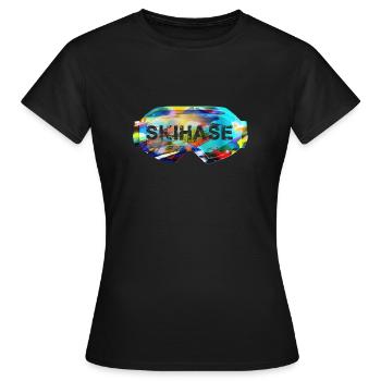 Lapin de ski, graffiti, lunettes de ski - T-shirt Femme - noir - Devant - AI Model Female 172 dark (172cm)