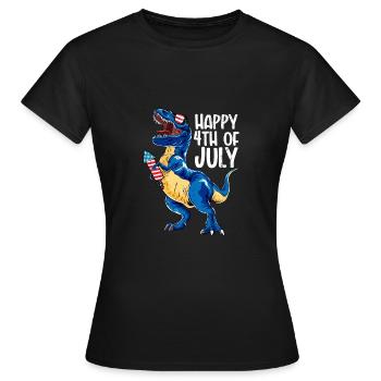 Dinosaur Independence Day USA Juillet - T-shirt Femme - noir - Devant - AI Model Female 172 dark (172cm)