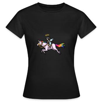 Pixelart Unicorn - Frauen T-Shirt - Schwarz - Vorne - AI Model Female 172 dark (172cm)