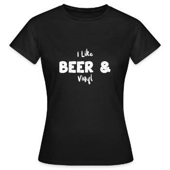 J’aime la bière et le vinyle - Musique - T-shirt Femme - noir - Devant - AI Model Female 172 dark (172cm)