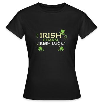 Charme irlandais, chance irlandaise - T-shirt Femme - noir - Devant - AI Model Female 172 dark (172cm)