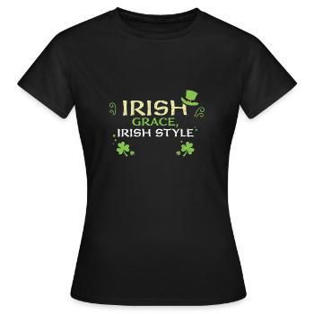 Grâce irlandaise, style irlandais - T-shirt Femme - noir - Devant - AI Model Female 172 dark (172cm)
