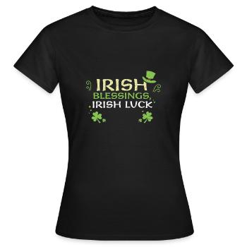 Bénédictions irlandaises, chance irlandaise - T-shirt Femme - noir - Devant - AI Model Female 172 dark (172cm)