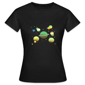 Weltraum Galaxie Planeten Sterne - Frauen T-Shirt - Schwarz - Vorne - AI Model Female 172 dark (172cm)