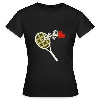 tennis tennis match raquette de balle de tennis - T-shirt Femme - noir - Devant - AI Model Female 172 dark (172cm)