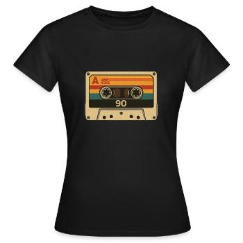 Kassettenstyle der 90er - Frauen T-Shirt - Schwarz - Vorne - AI Model Female 172 dark (172cm)
