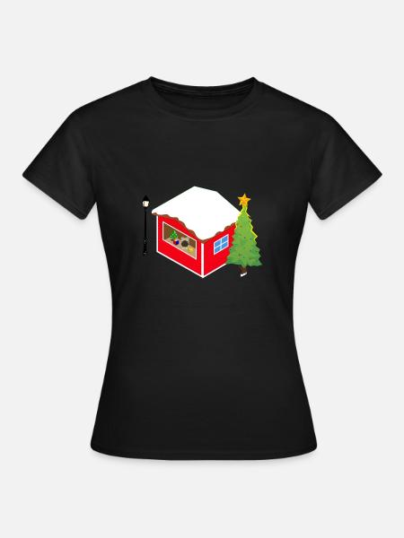 Weihnachtsmarkt Stand - Frauen T-Shirt - Schwarz