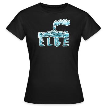Elbe - Frauen T-Shirt - Schwarz - Vorne - AI Model Female 172 dark (172cm)