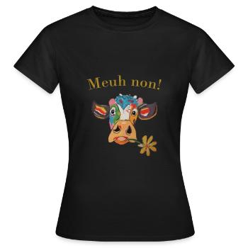 vache Meuh non! - T-shirt Femme - noir - Devant - AI Model Female 172 dark (172cm)