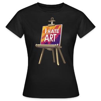 JE DÉTESTE L’ART – Ich hasse Kunst - T-shirt Femme - noir - Devant - AI Model Female 172 dark (172cm)