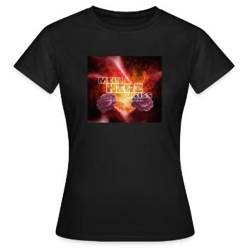 MEIN HERZ WEISS... Liebe Herz Wille Mut Abenteuer - Frauen T-Shirt - Schwarz - Vorne - AI Model Female 172 dark (172cm)