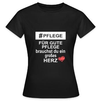 Pflege - Großes Herz - Frauen T-Shirt - Schwarz - Vorne - AI Model Female 172 dark (172cm)