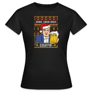 Ugly Christmas Markus Söder mit Bier - Weihnachten - Frauen T-Shirt - Schwarz - Vorne - AI Model Female 172 dark (172cm)