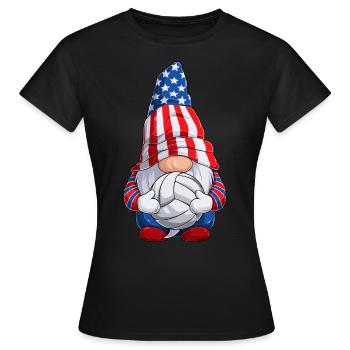 Volleyball Gnome 4th of July US Flag for Boys Kids - Women's T-Shirt - black - Front - AI Model Female 172 dark (172cm)