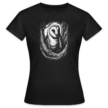 Schleiereule - Frauen T-Shirt - Schwarz - Vorne - AI Model Female 172 dark (172cm)