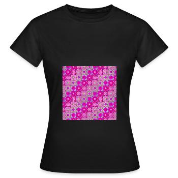 Pink mauve and grey interlinked star pattern - Women's T-Shirt - black - Front - AI Model Female 172 dark (172cm)
